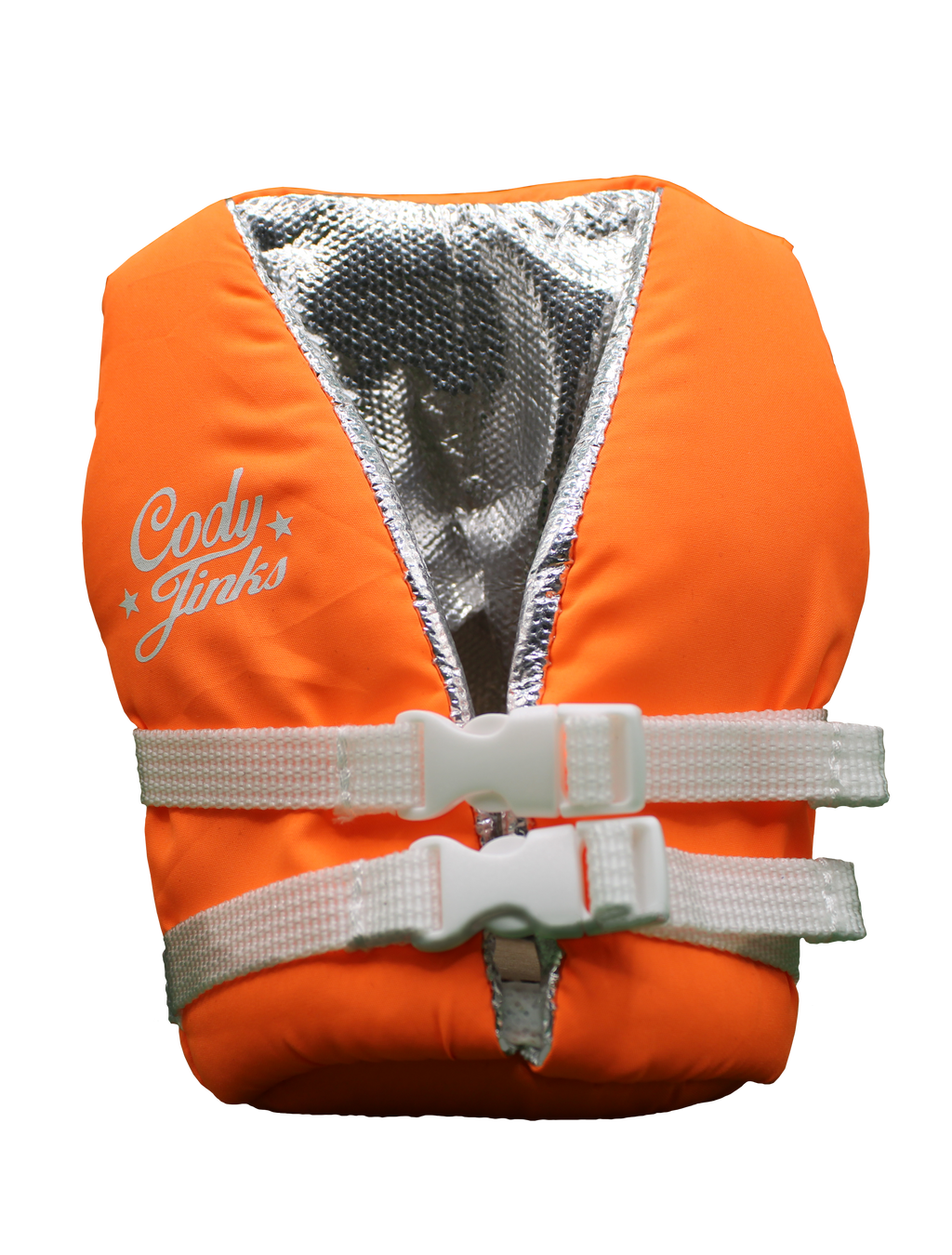 Script Orange Vest Can Koozie