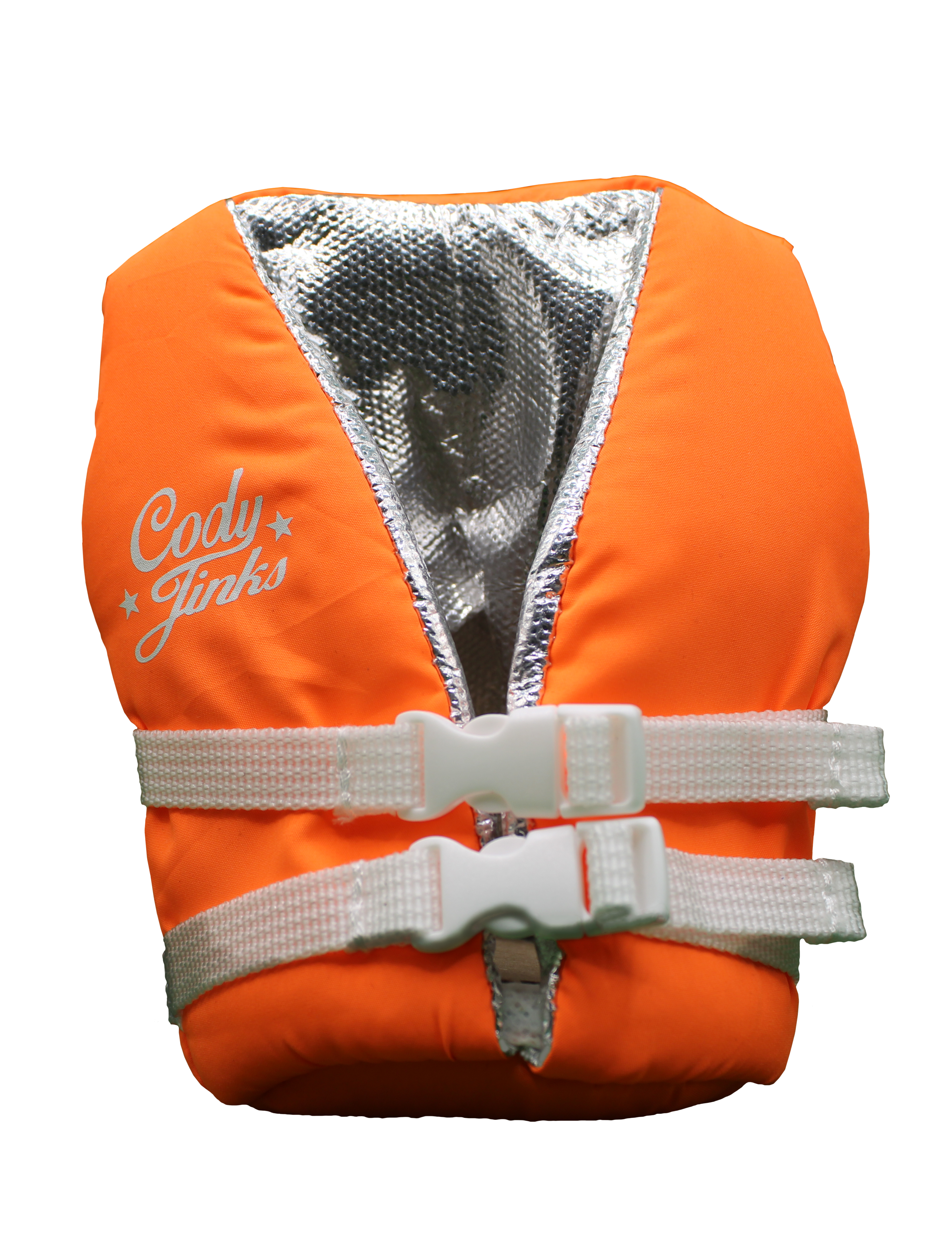 Script Orange Vest Can Koozie