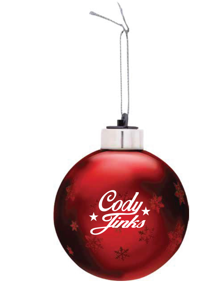 Script Light-Up Red Glass Ornament
