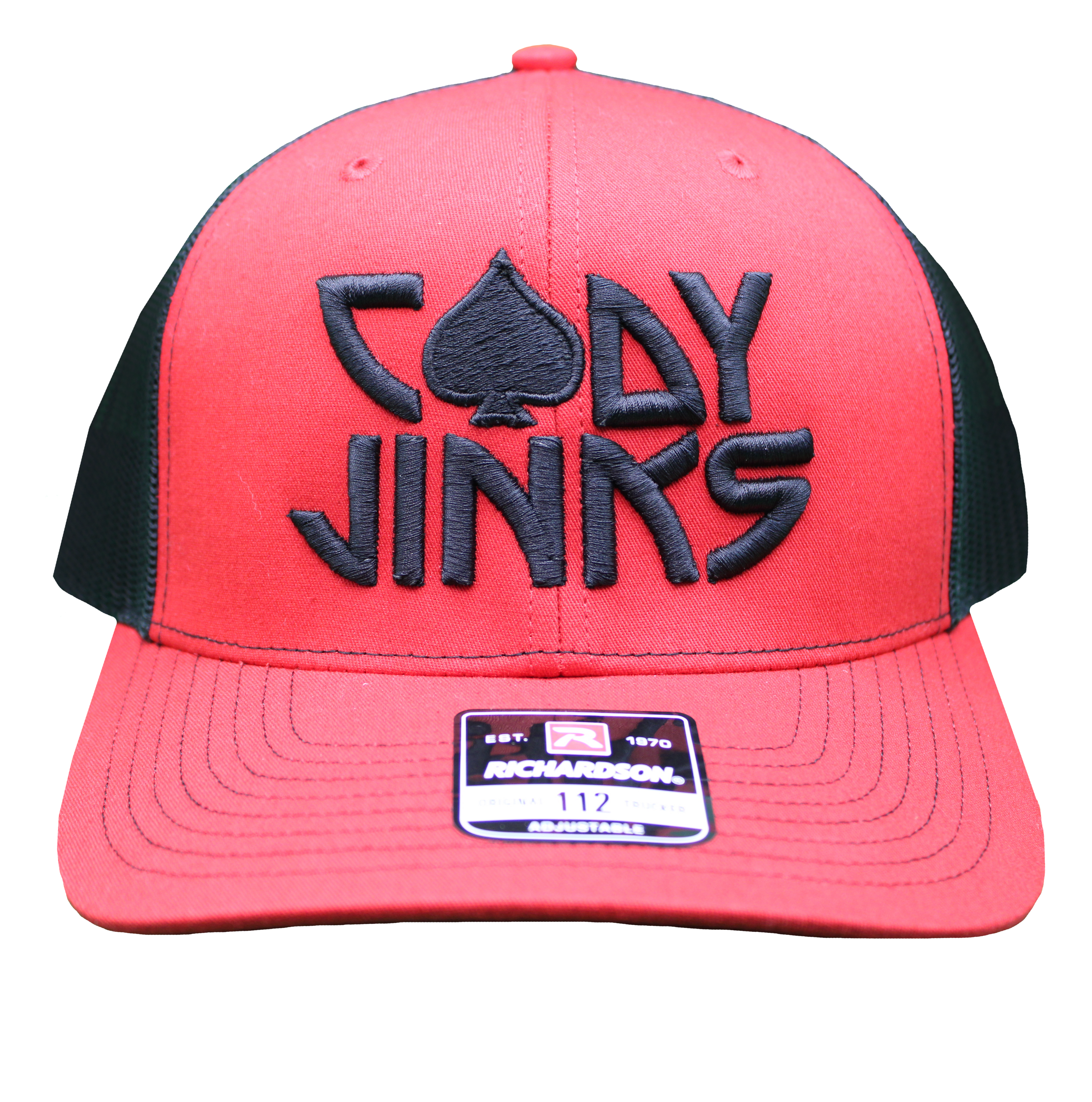 Spade Puff Embroidery Red/Blk Hat